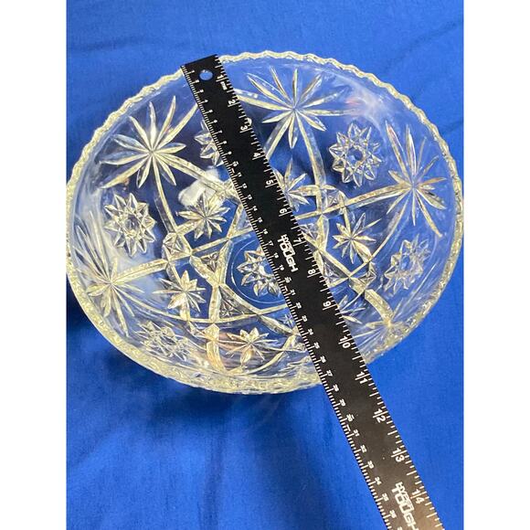 VTG Anchor Hocking Glass Serving Bowl Star of David Pattern 10.5" x 4" Sawtooth - Picture 8 of 9